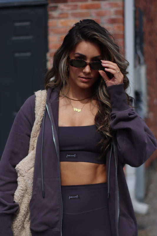 The Label Logo Sports Bra | Rain Cloud