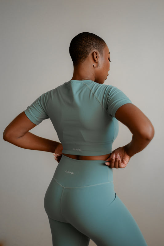 The Essential Cropped Tee | Aqua