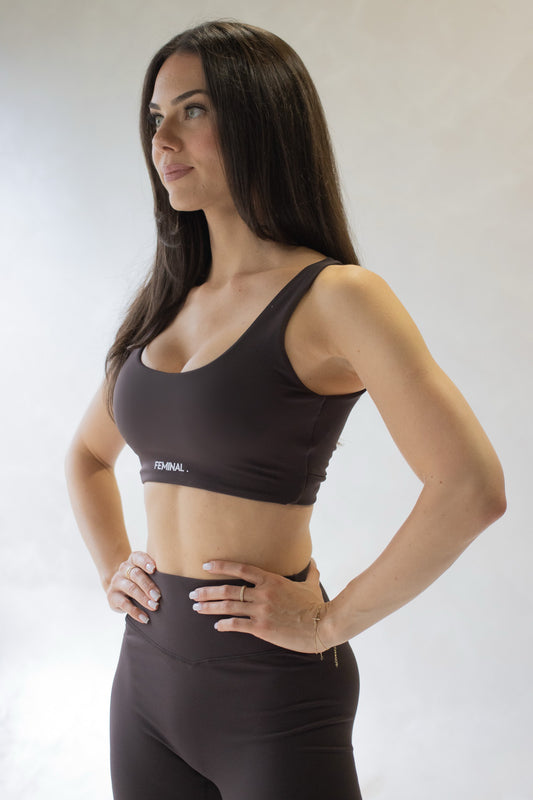 Reversible Twist Sports Bra | Truffle
