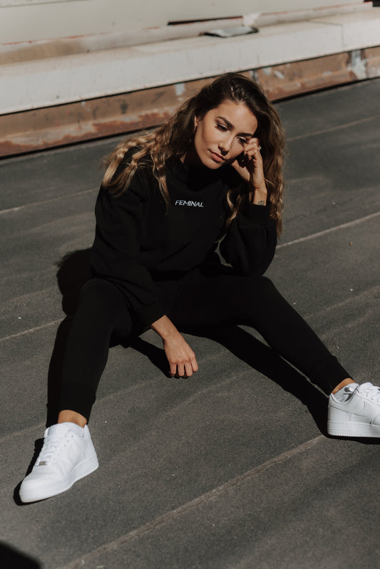 The Lounge Edit Fitted Cropped Sweater | Black